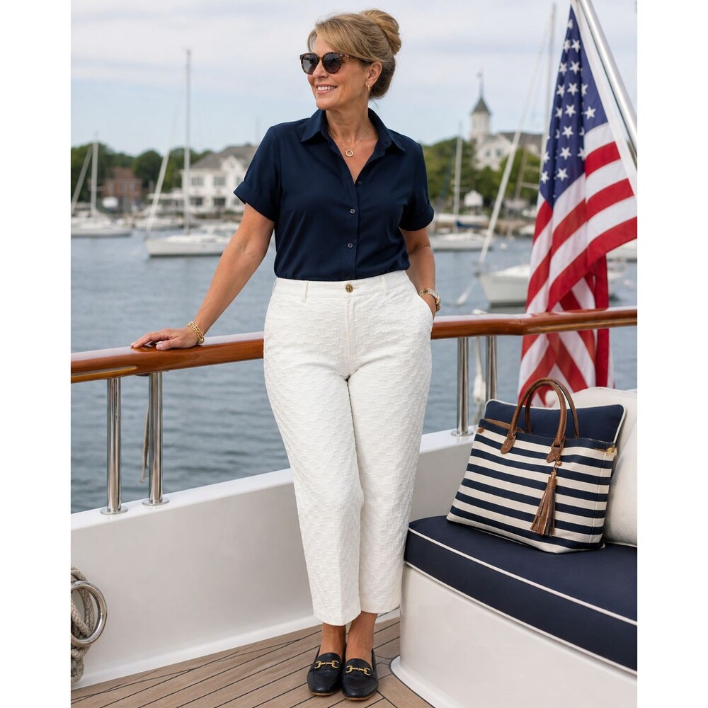 St. John Sport Essentials White Pants Textured Size 14 Quiet Luxury Cruise Line